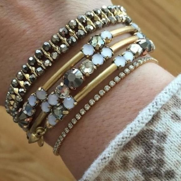 Stella & Dot | Dainty Grey + Gold Hematite Phoebe Bracelet - Picture 6 of 7